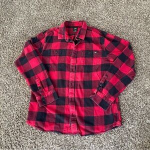 Vans Buffalo Plaid Flannel Button Down Shirt Men's Slim Fit Size XL Skater